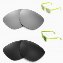 Walleva Two Pairs Polarized Replacement Lenses For Oakley Frogskins Sunglasses - Titanium + Black 